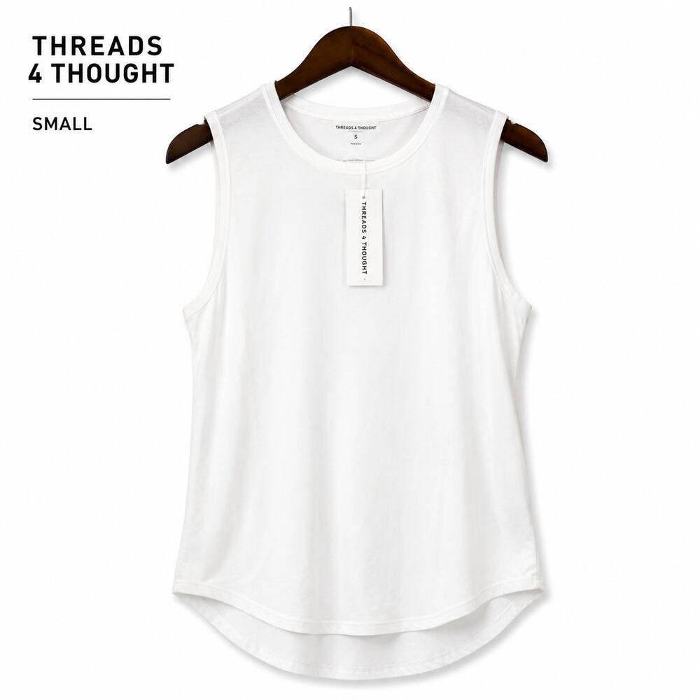 Threads 4 Thought Organic Cotton Muscle Tank White Small NWT Sustainable